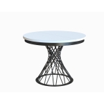 Stół rozkładany okrągły LORENZO 100–138 cm – loftowy design, czarne nogi, blat dąb craft biały